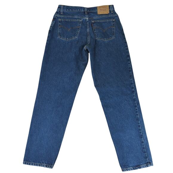 Vintage 90s Levi's 550 Relaxed Fit Tapered Leg Jeans Dark Rigid Denim Women's 14 - Picture 2 of 9